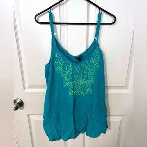 Torrid teal embroidered flowy tank